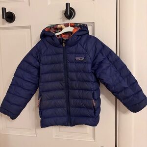 Patagonia Navy Reversible Down Sweater Hoody Jacket, Size 4T